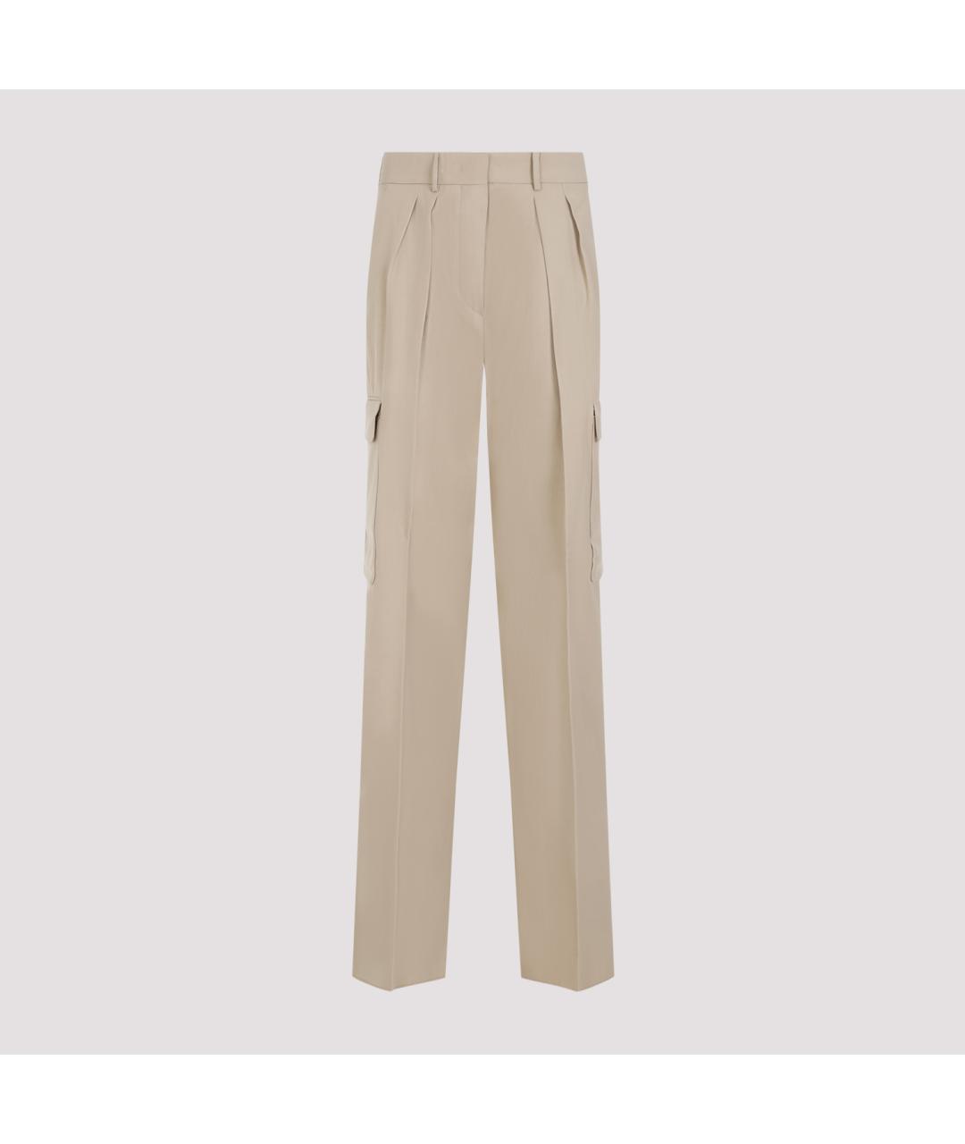 SPORTMAX Бежевые вискозные прямые брюки, фото 3