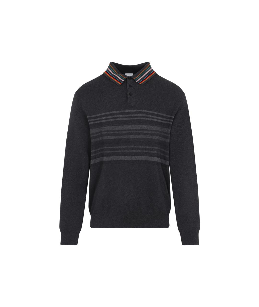 PAUL SMITH Антрацитовое хлопковое поло с длинным рукавом, фото 1
