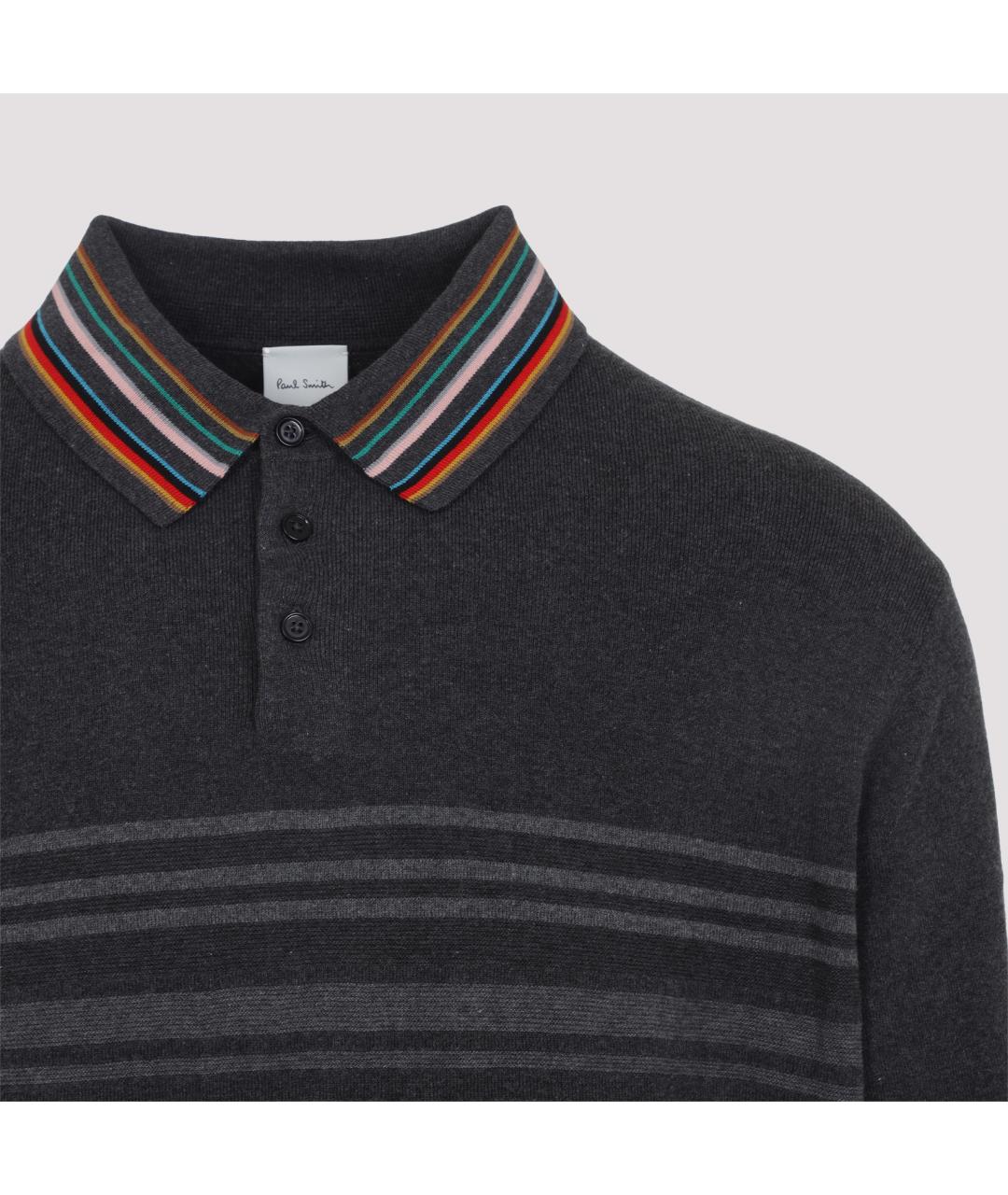 PAUL SMITH Антрацитовое хлопковое поло с длинным рукавом, фото 5