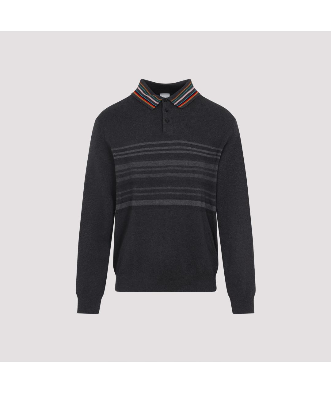 PAUL SMITH Антрацитовое хлопковое поло с длинным рукавом, фото 3