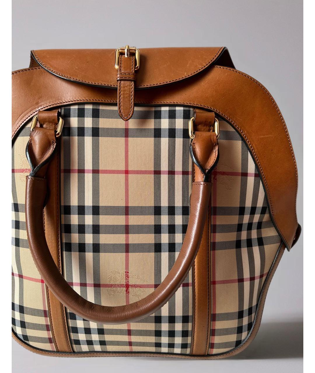 BURBERRY Коричневая кожаная сумка с короткими ручками, фото 5