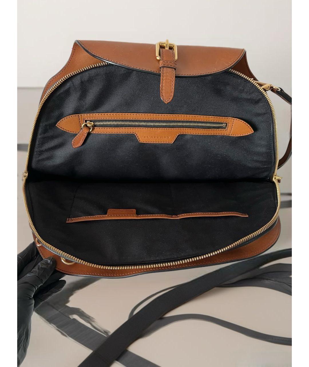 BURBERRY Коричневая кожаная сумка с короткими ручками, фото 4