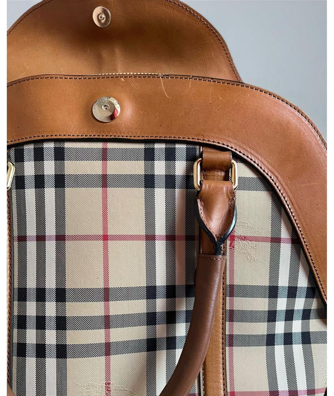 BURBERRY Коричневая кожаная сумка с короткими ручками, фото 6