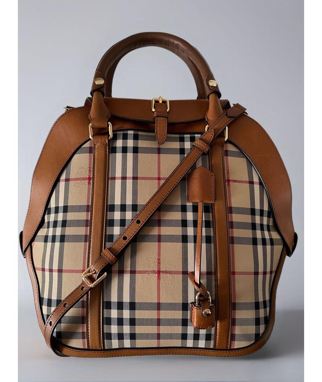 BURBERRY Коричневая кожаная сумка с короткими ручками, фото 9