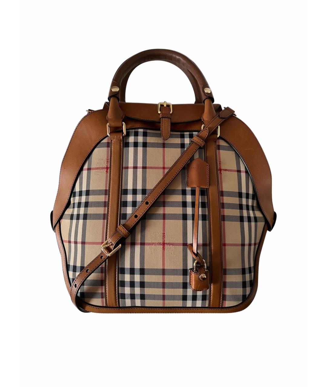BURBERRY Коричневая кожаная сумка с короткими ручками, фото 1