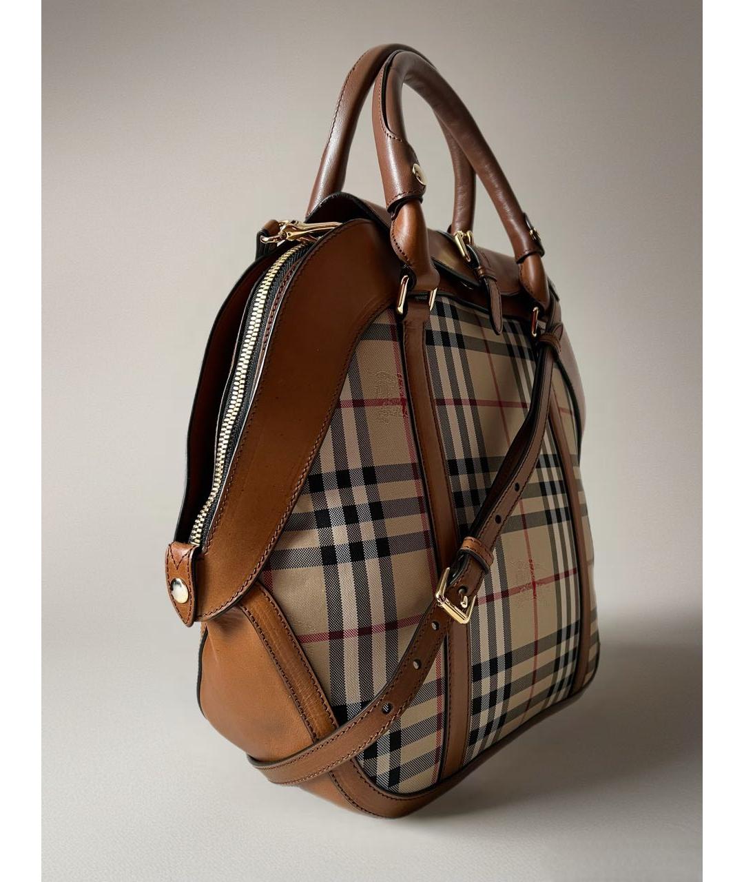 BURBERRY Коричневая кожаная сумка с короткими ручками, фото 2