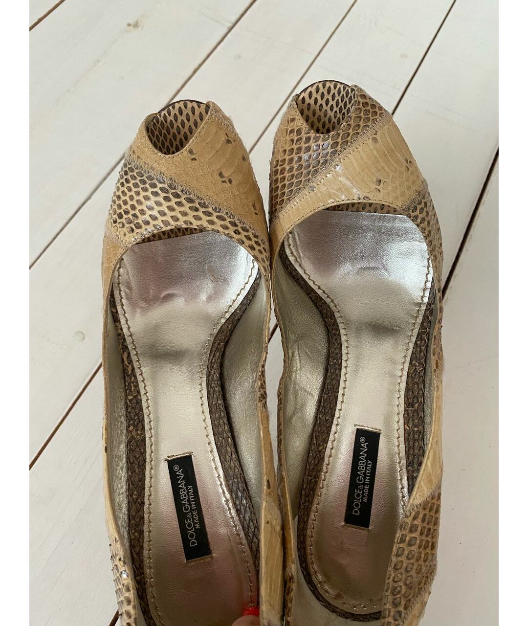 DOLCE&GABBANA Золотые кожаные туфли, фото 3