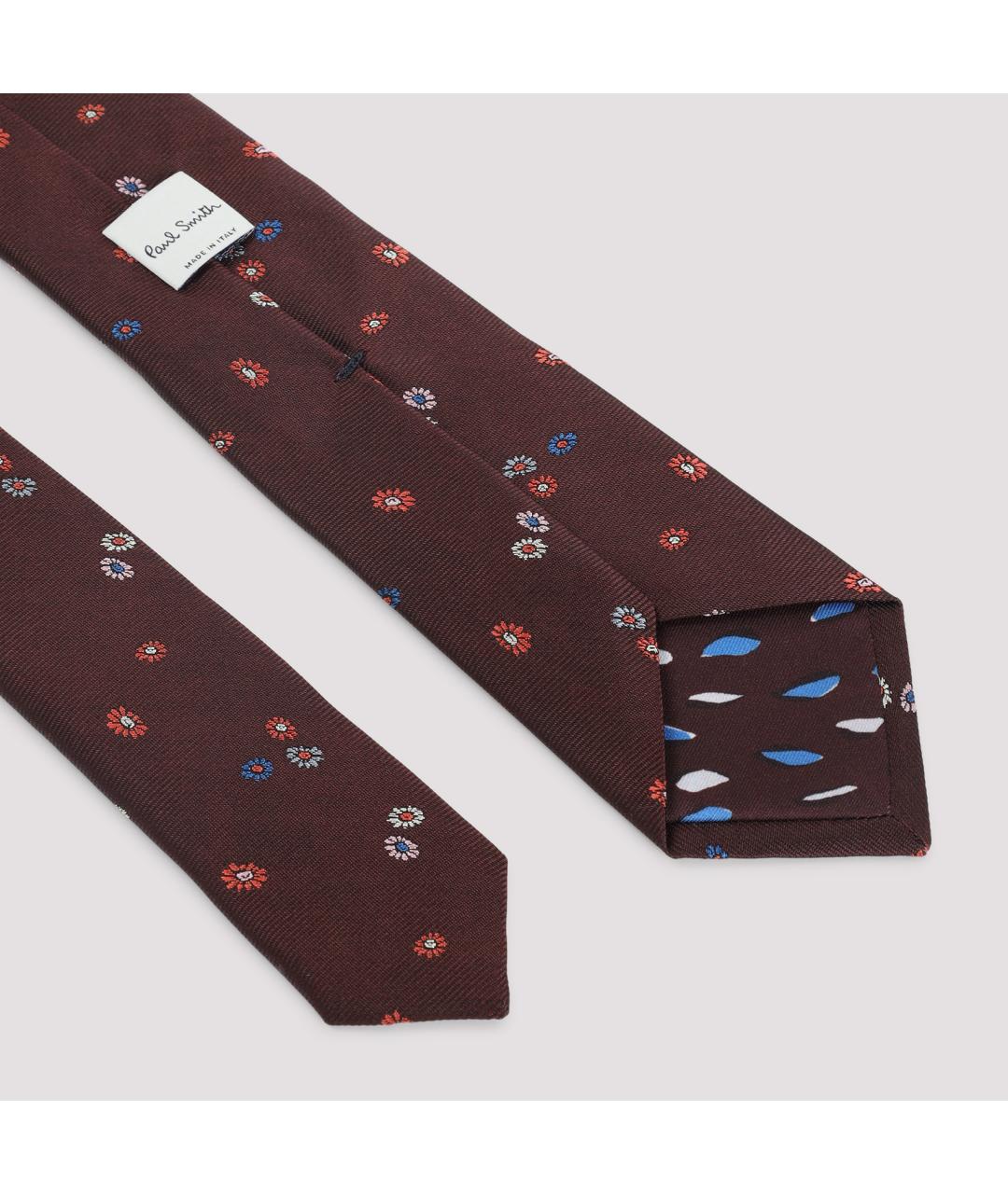 PAUL SMITH Бордовый шелковый галстук, фото 5