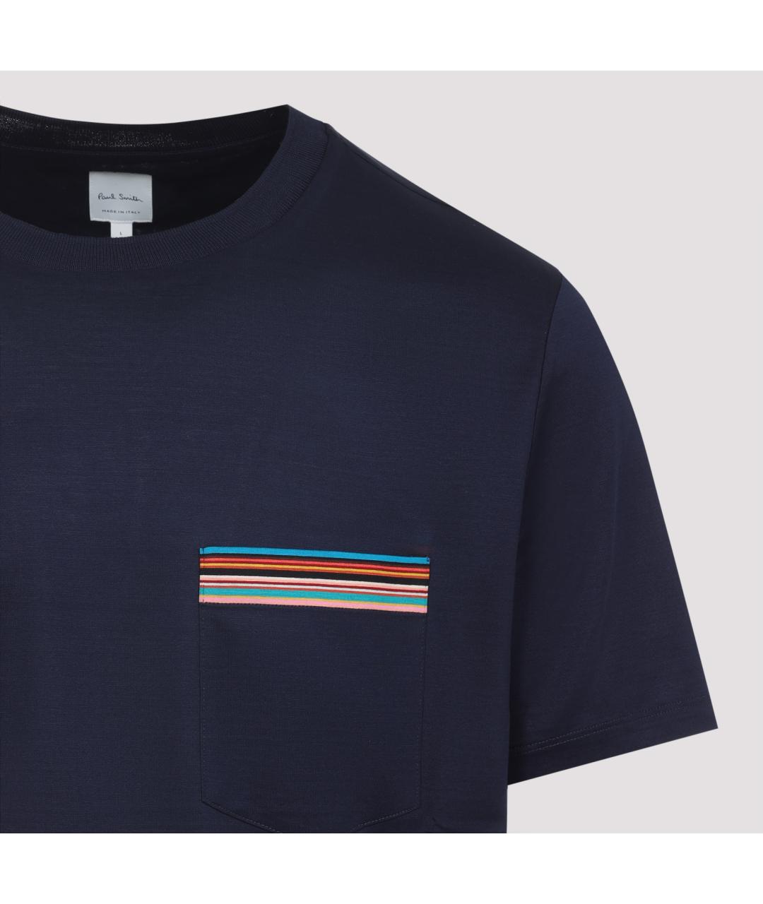 PAUL SMITH Синяя хлопковая футболка, фото 5