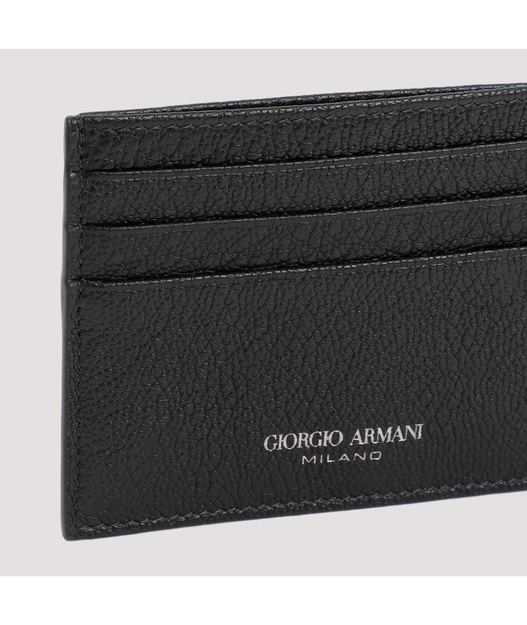 GIORGIO ARMANI Черный кожаный кардхолдер, фото 5