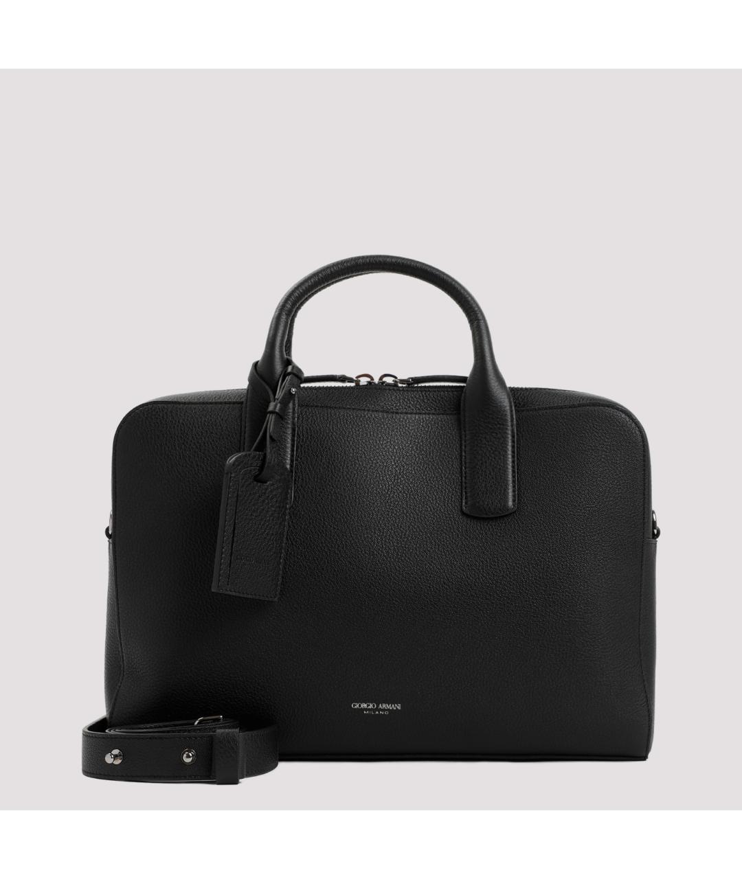 GIORGIO ARMANI Черный кожаный портфель, фото 2