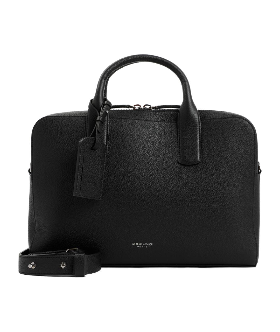 GIORGIO ARMANI Черный кожаный портфель, фото 1