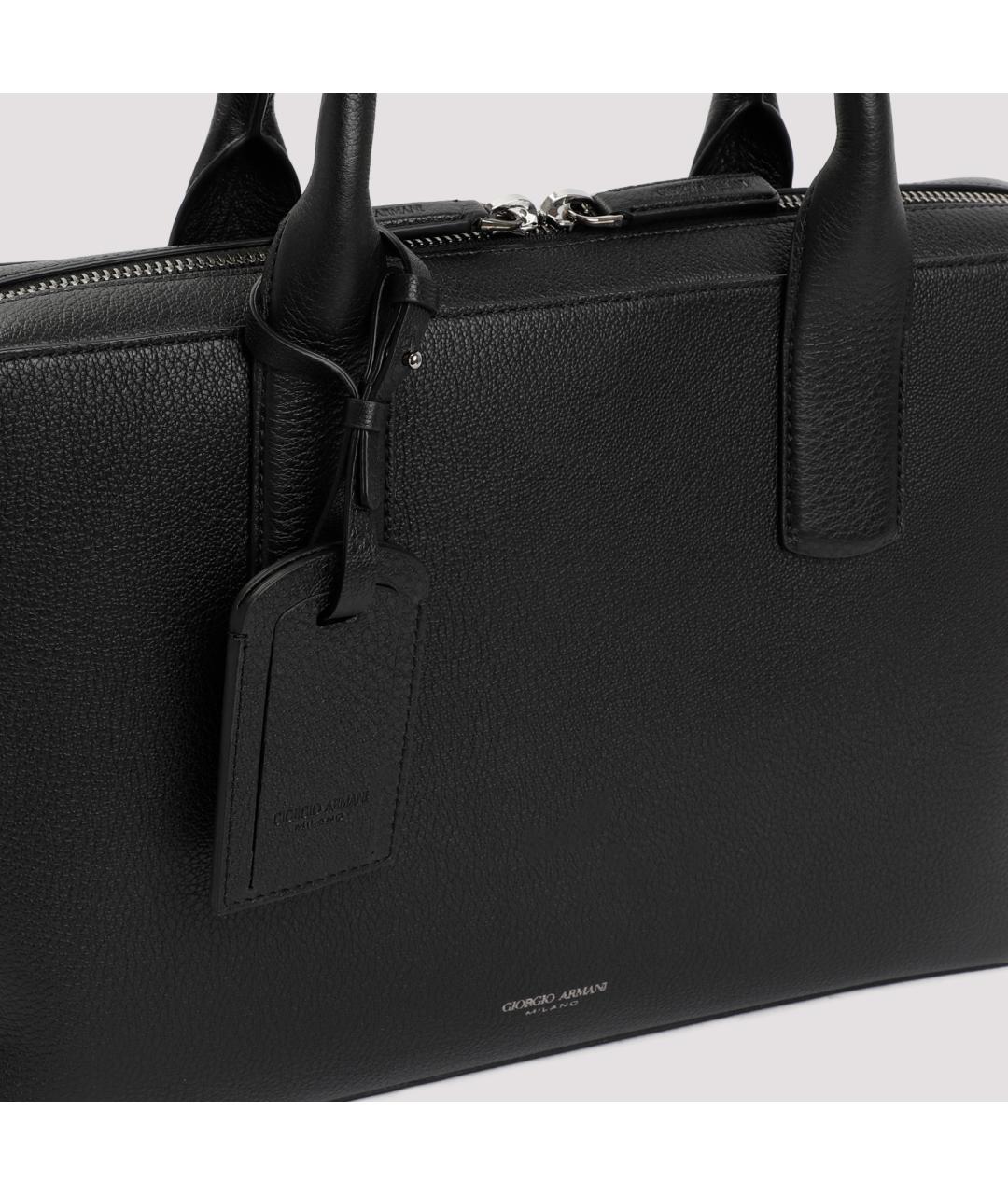 GIORGIO ARMANI Черный кожаный портфель, фото 6