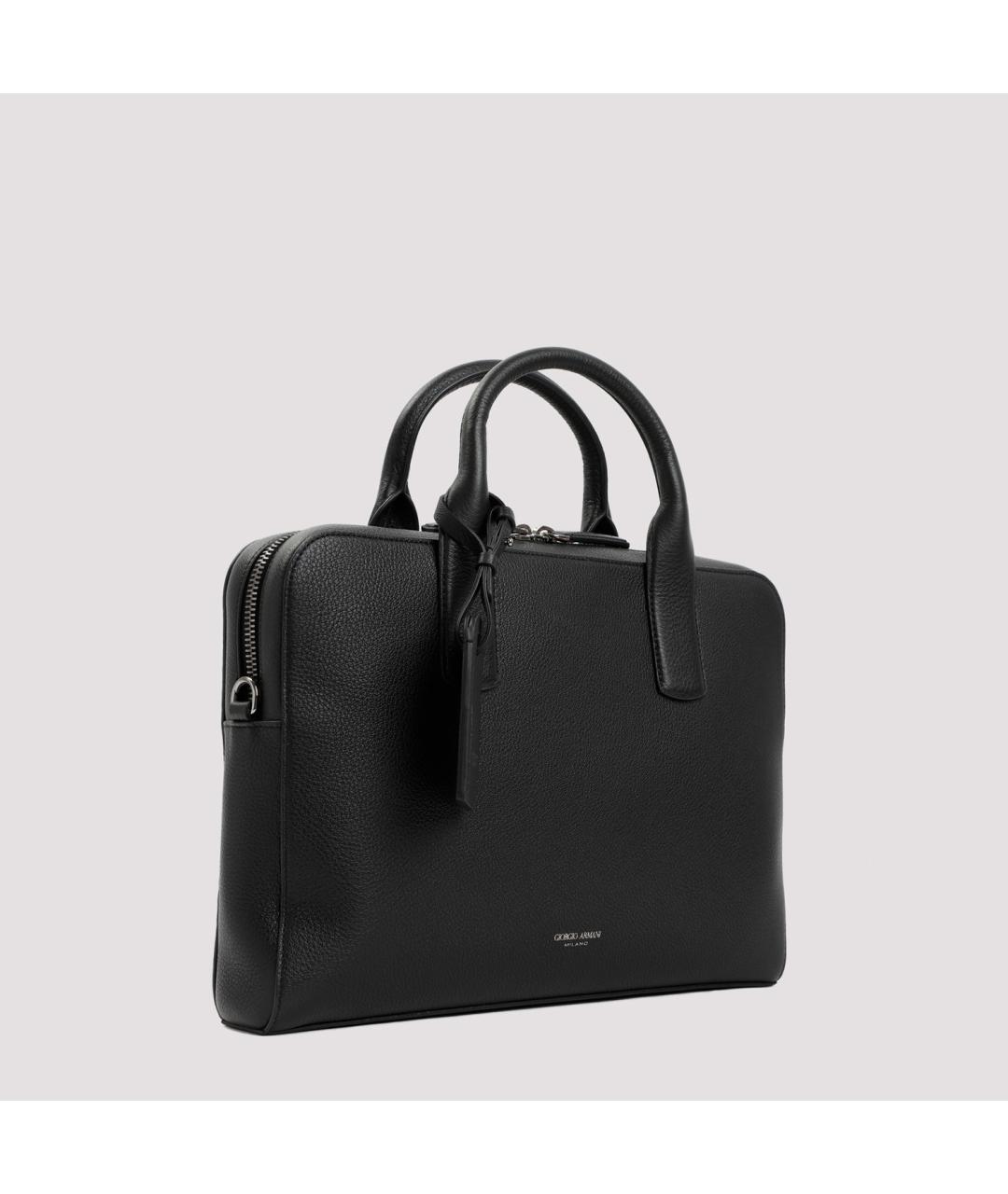 GIORGIO ARMANI Черный кожаный портфель, фото 5