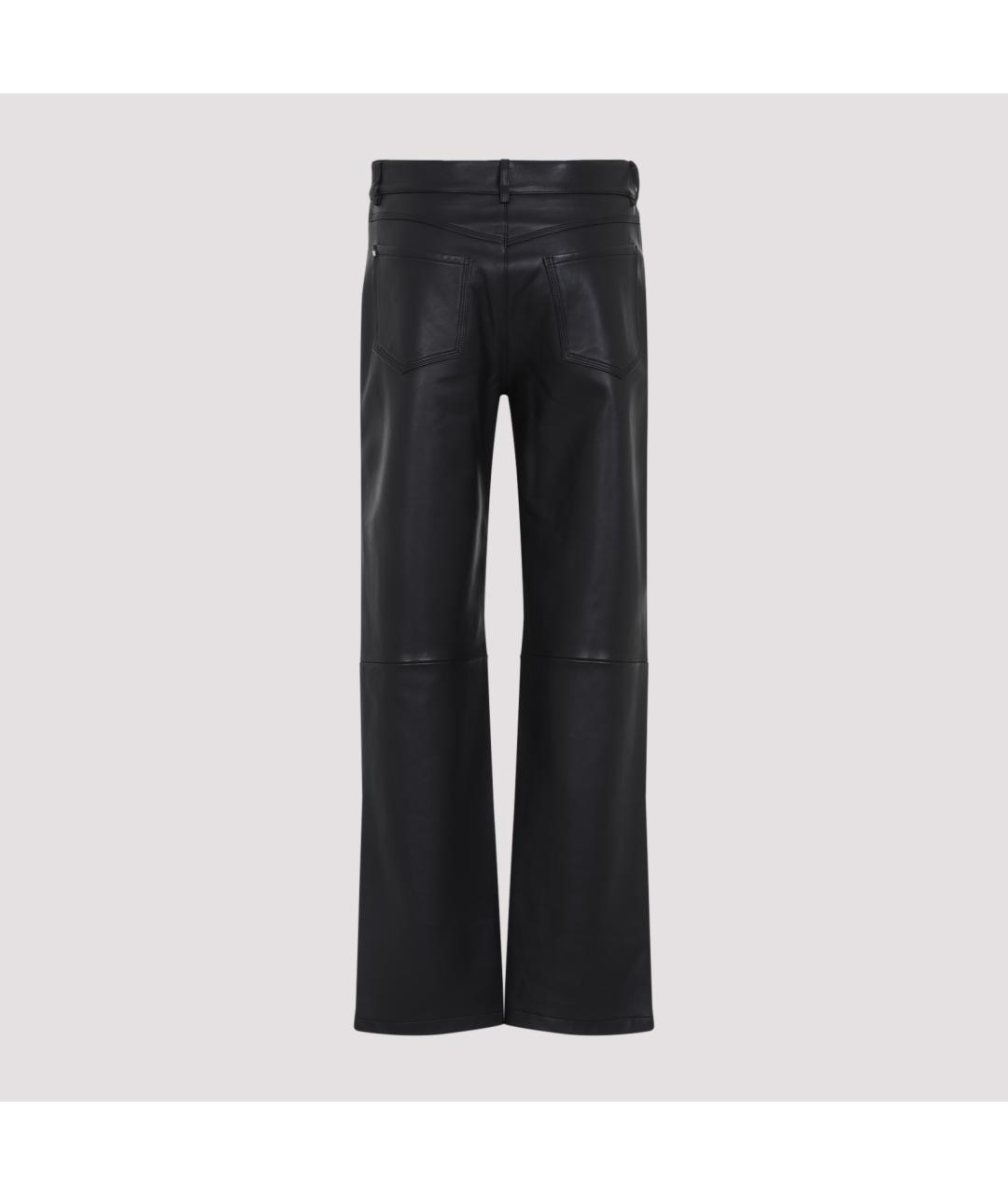 SPORTMAX Черные кожаные прямые брюки, фото 4