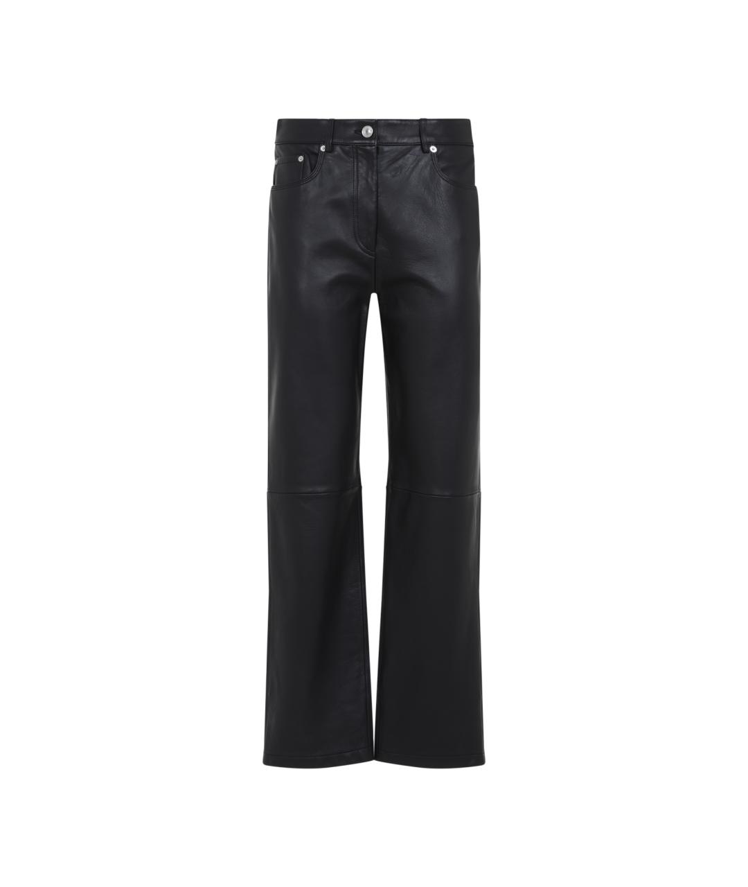 SPORTMAX Черные кожаные прямые брюки, фото 1