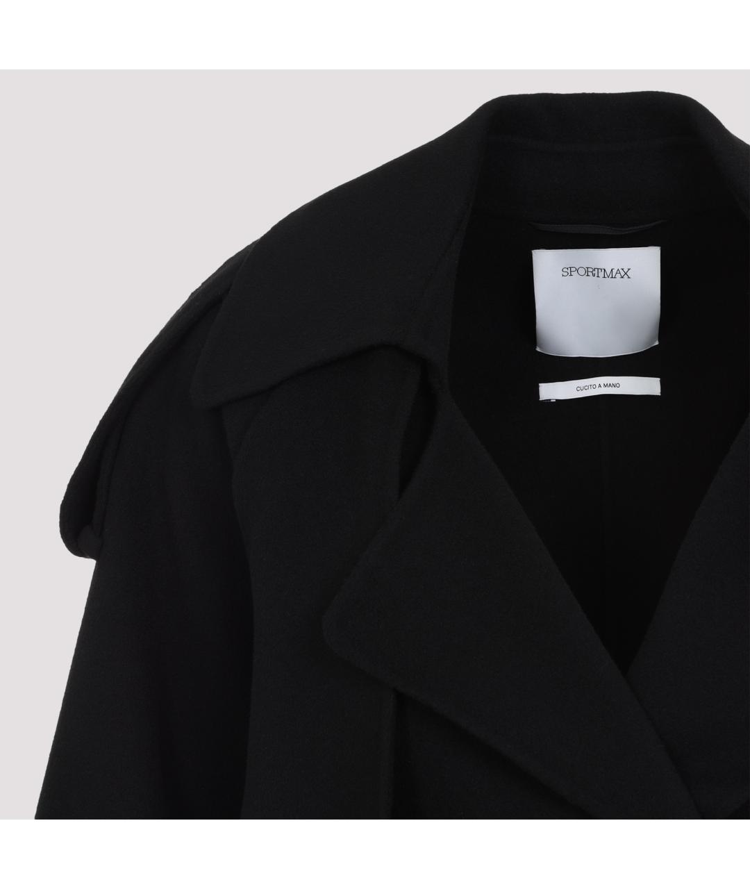 SPORTMAX Черное шерстяное пальто, фото 6