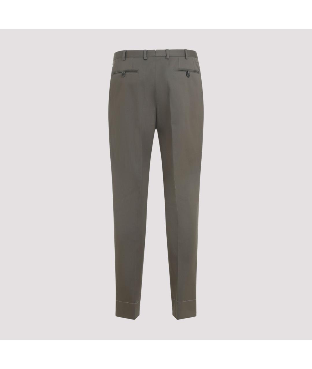 BRIONI Хаки хлопковые классические брюки, фото 4