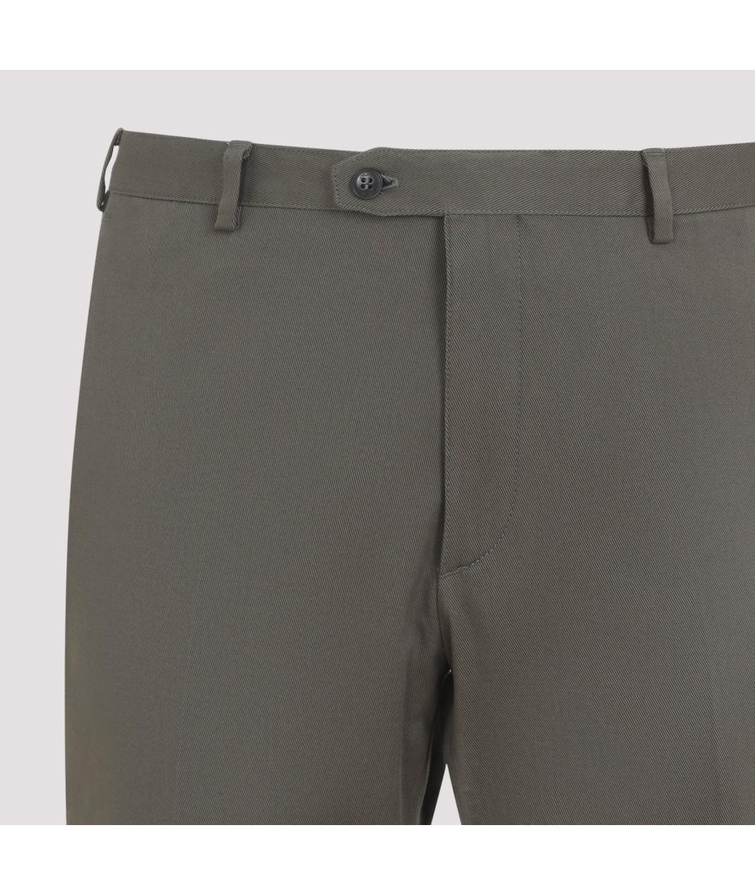 BRIONI Хаки хлопковые классические брюки, фото 5