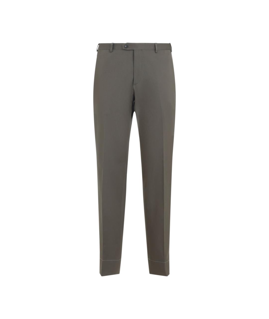 BRIONI Хаки хлопковые классические брюки, фото 1