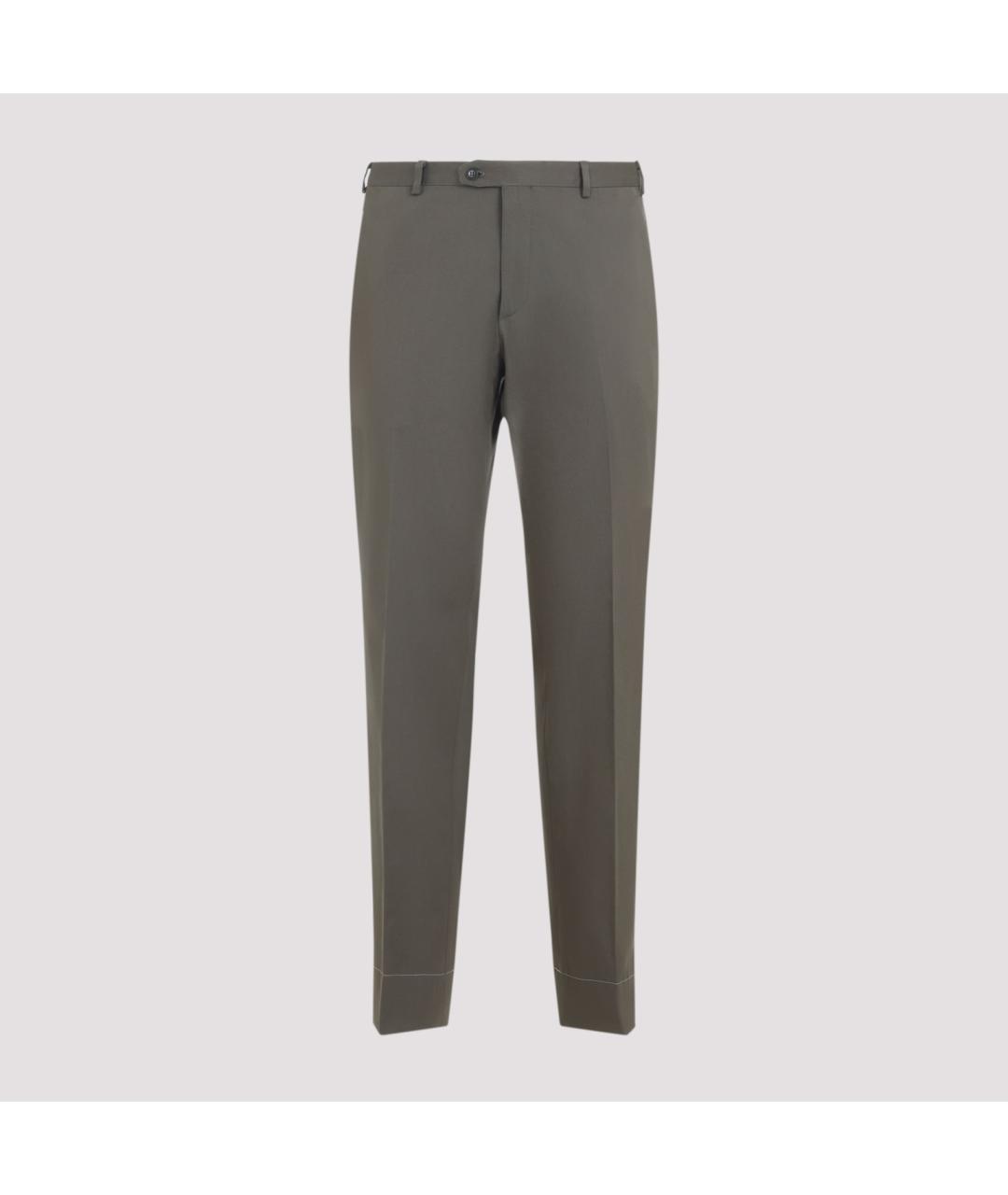 BRIONI Хаки хлопковые классические брюки, фото 2
