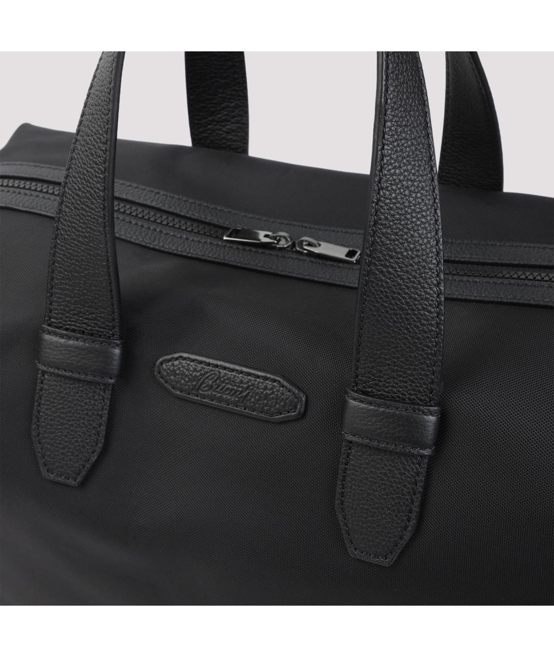 BRIONI Черная синтетическая сумка тоут, фото 5