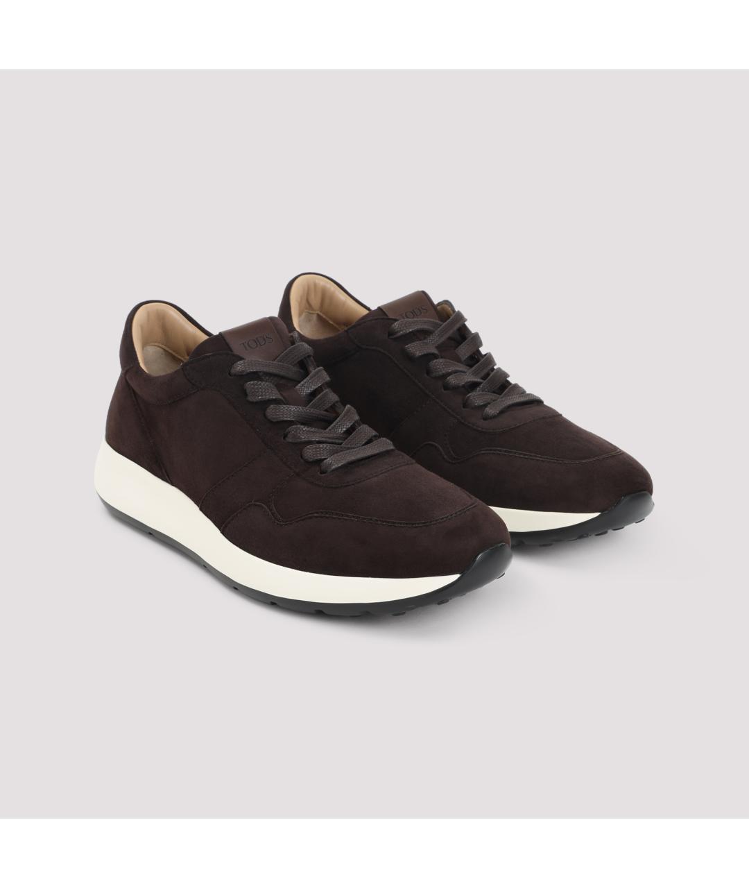 TOD'S Коричневые замшевые низкие кроссовки / кеды, фото 5