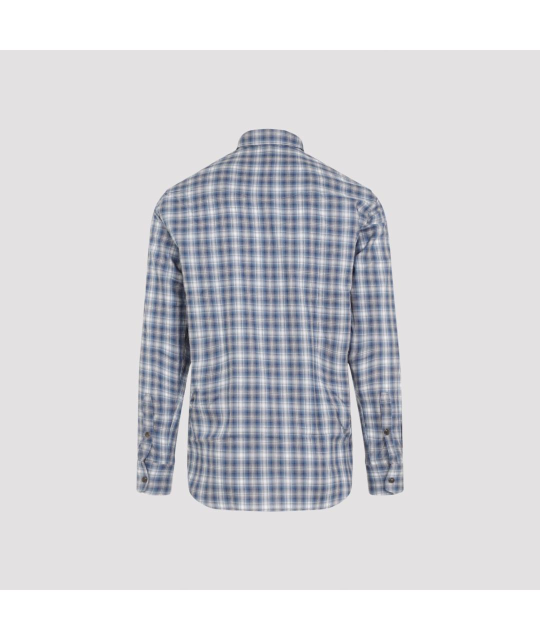 BRIONI Голубая хлопковая кэжуал рубашка, фото 4
