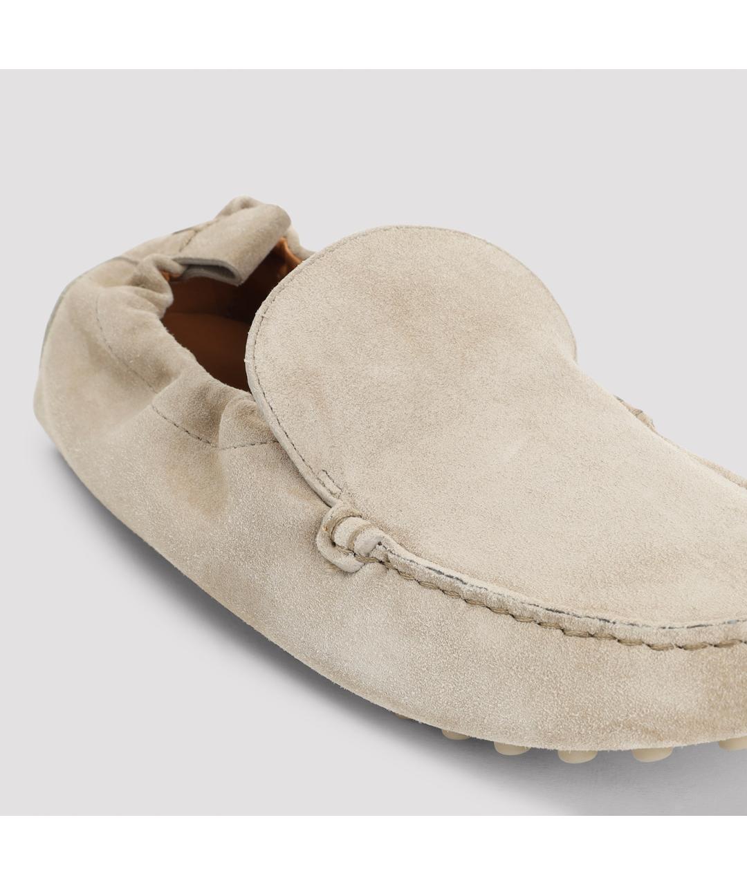 TOD'S Бежевые замшевые лоферы, фото 6