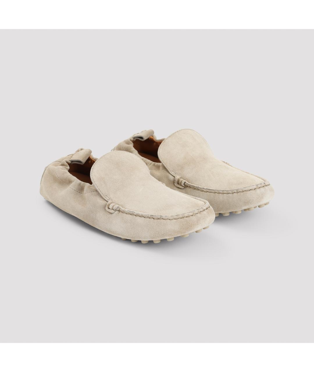 TOD'S Бежевые замшевые лоферы, фото 5