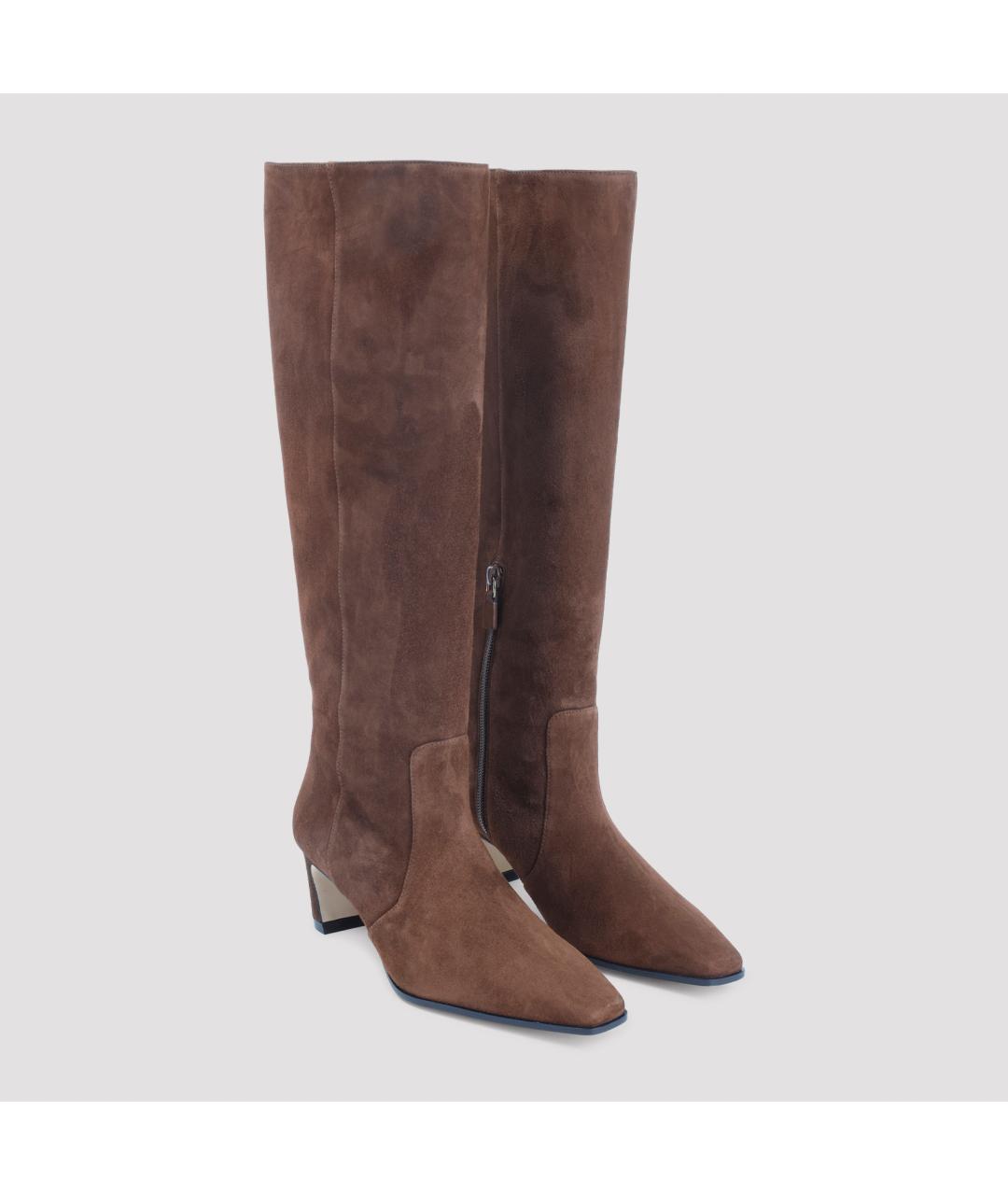 STUART WEITZMAN Коричневые замшевые сапоги, фото 5