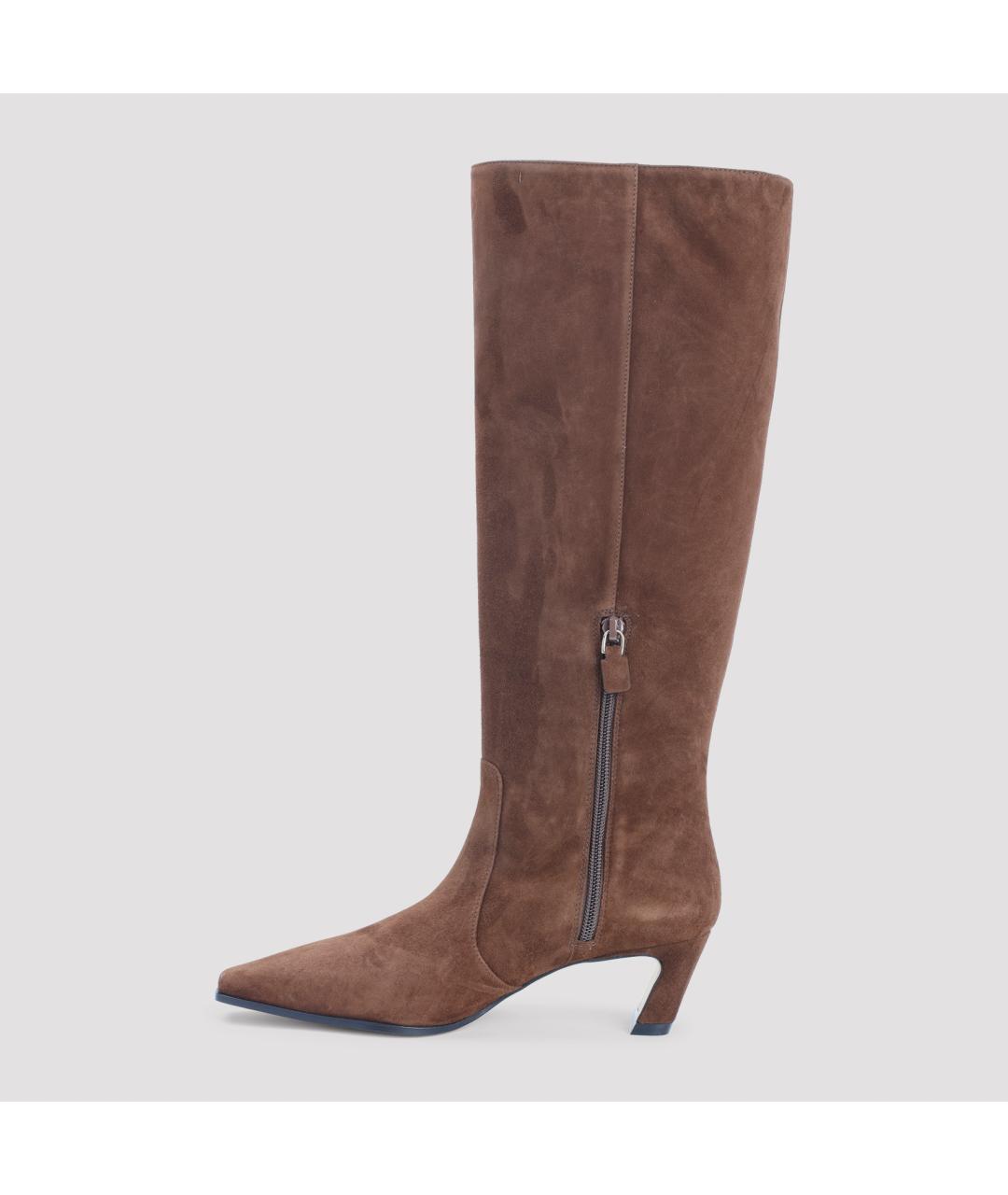STUART WEITZMAN Коричневые замшевые сапоги, фото 4