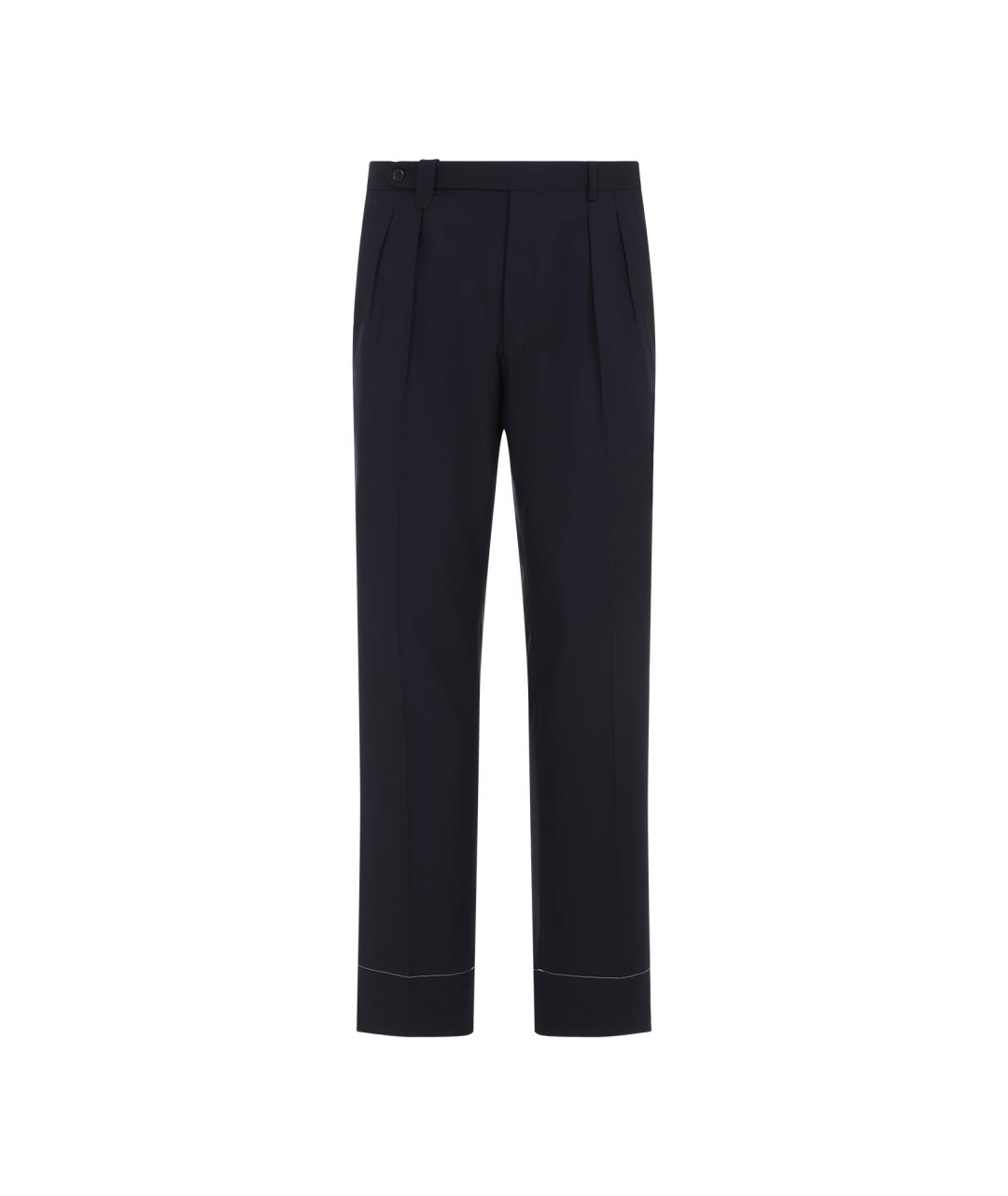 BRIONI Темно-синие шерстяные повседневные брюки, фото 1