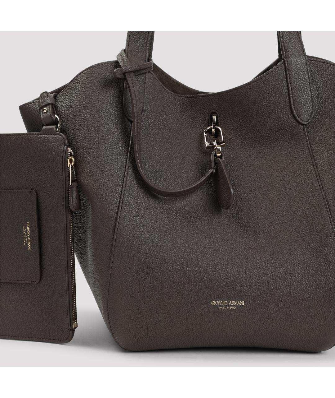 GIORGIO ARMANI Коричневая кожаная сумка тоут, фото 5