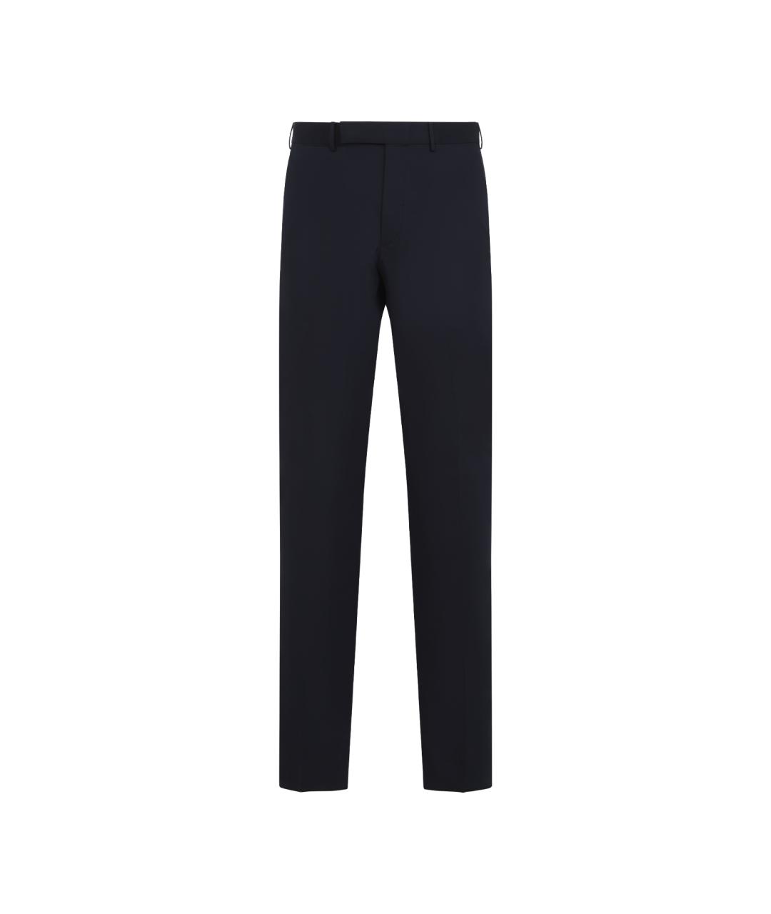 ZEGNA Темно-синие хлопковые классические брюки, фото 1