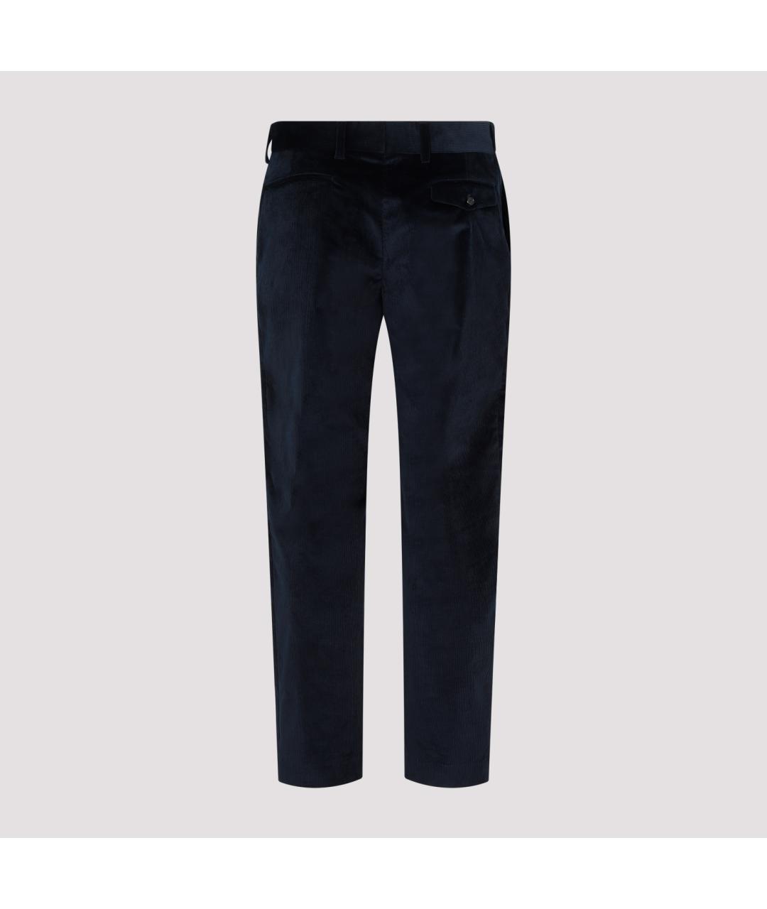 PAUL SMITH Темно-синие хлопковые повседневные брюки, фото 4