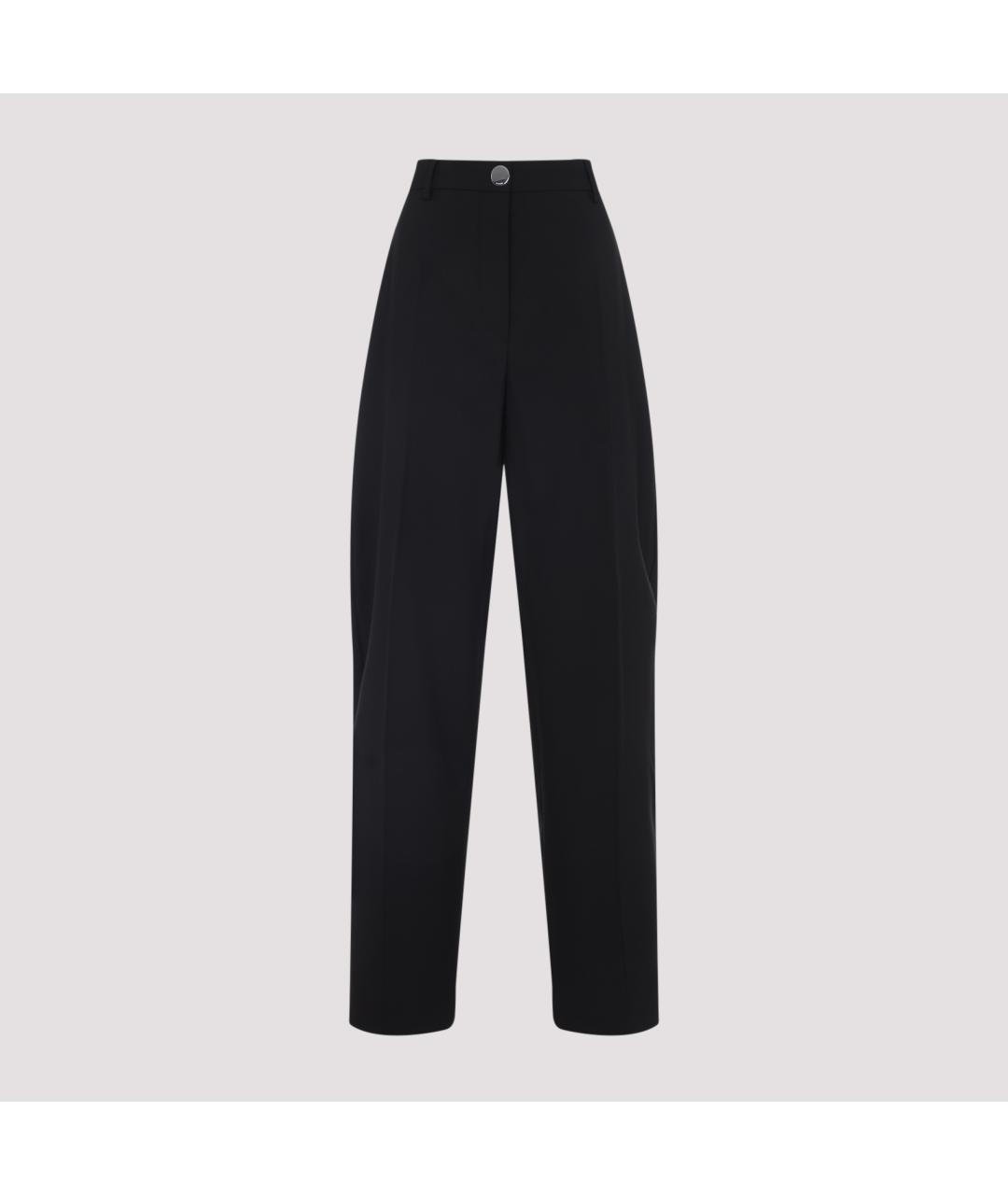 SPORTMAX Черные шерстяные прямые брюки, фото 3