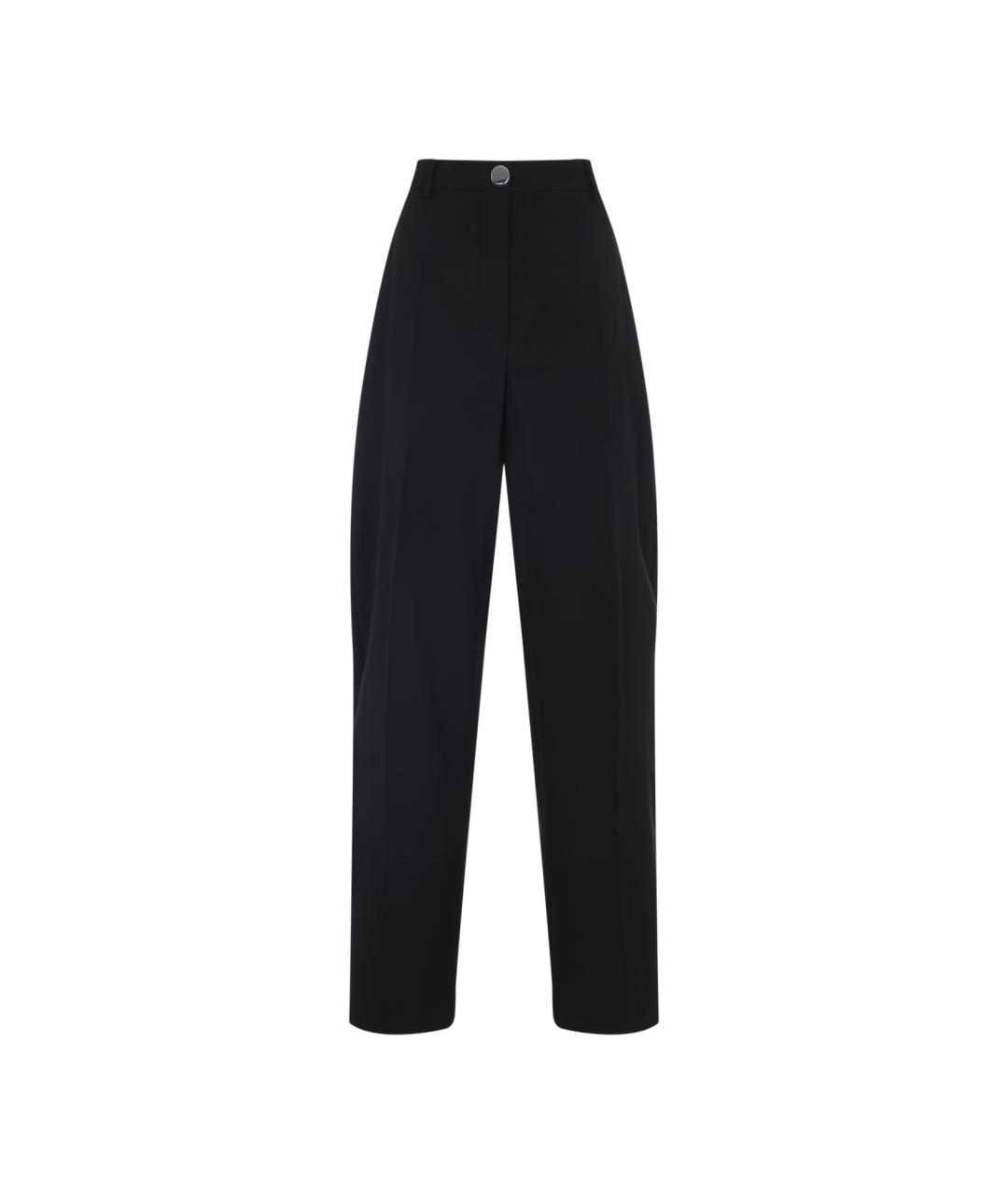 SPORTMAX Черные шерстяные прямые брюки, фото 1
