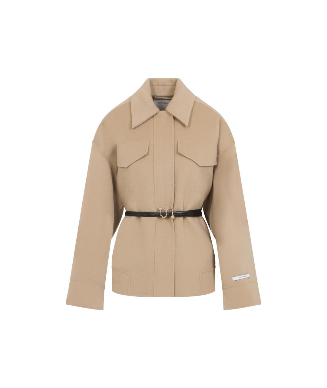 SPORTMAX Бежевое шерстяное пальто, фото 2