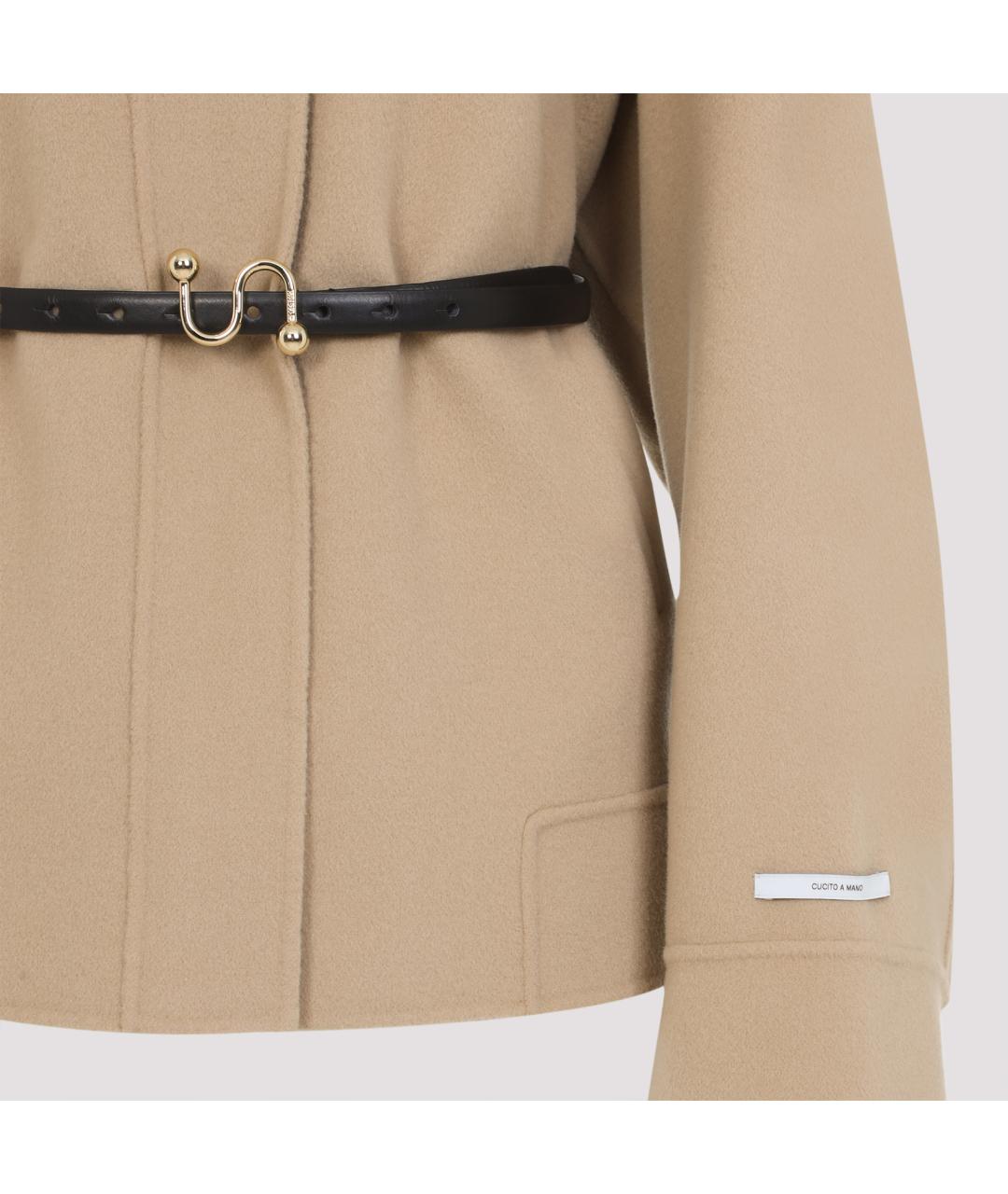 SPORTMAX Бежевое шерстяное пальто, фото 6