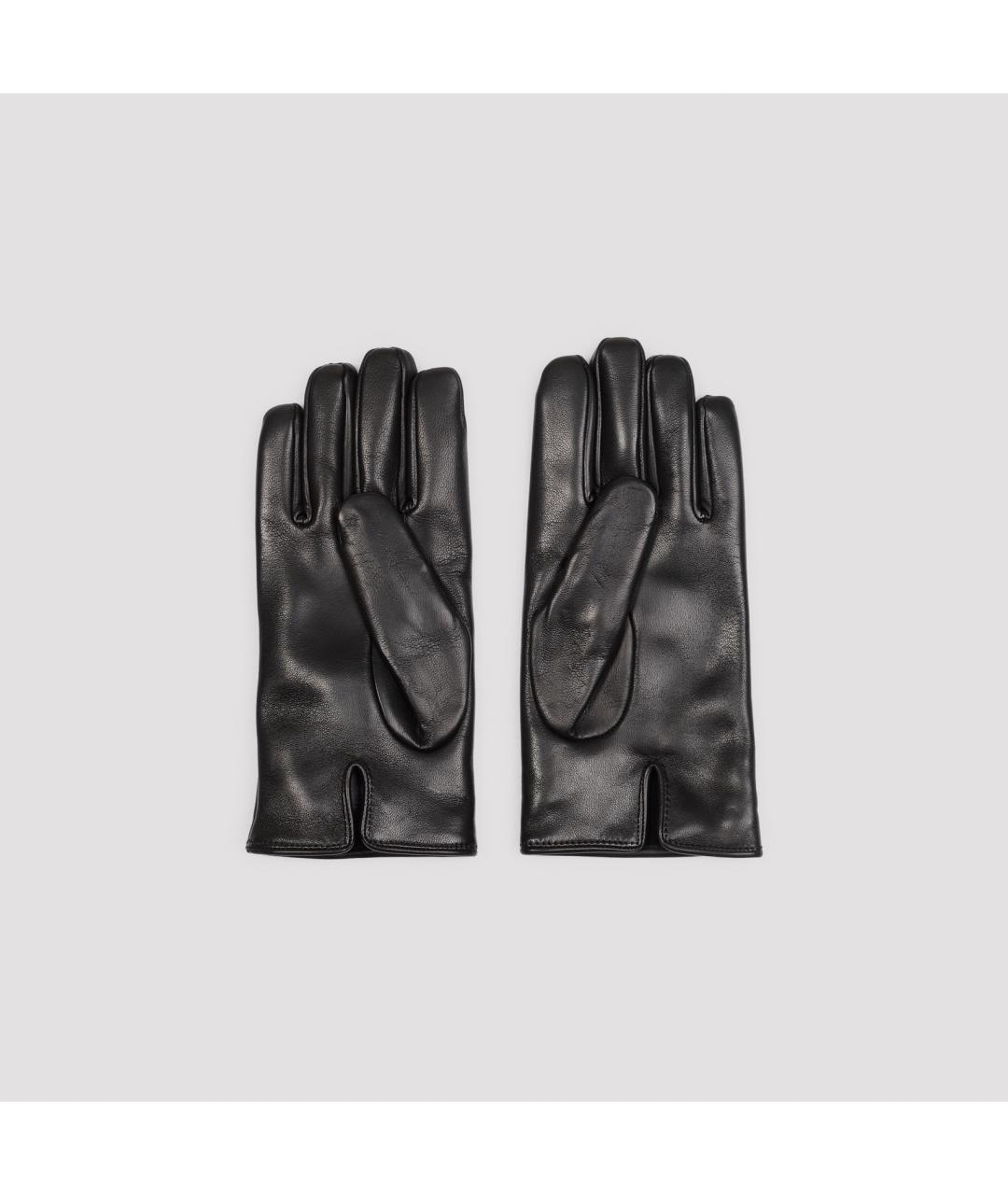 GIORGIO ARMANI Черные кожаные перчатки, фото 4