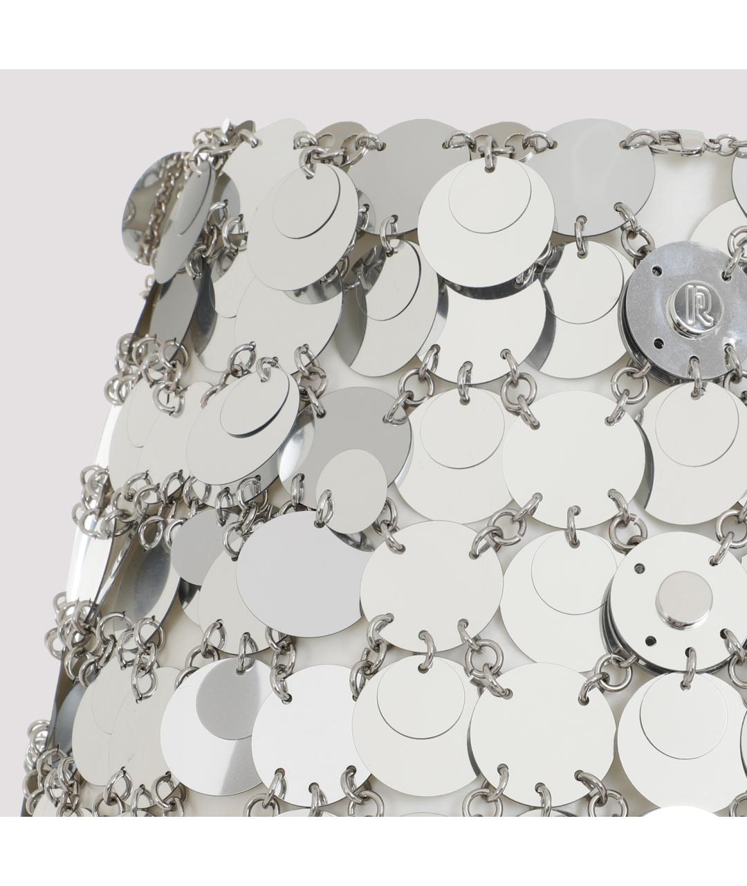 PACO RABANNE Серебряная полиэстеровая юбка мини, фото 5