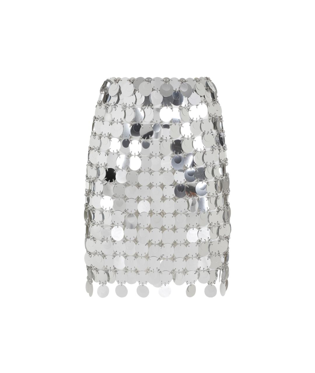 PACO RABANNE Серебряная полиэстеровая юбка мини, фото 1