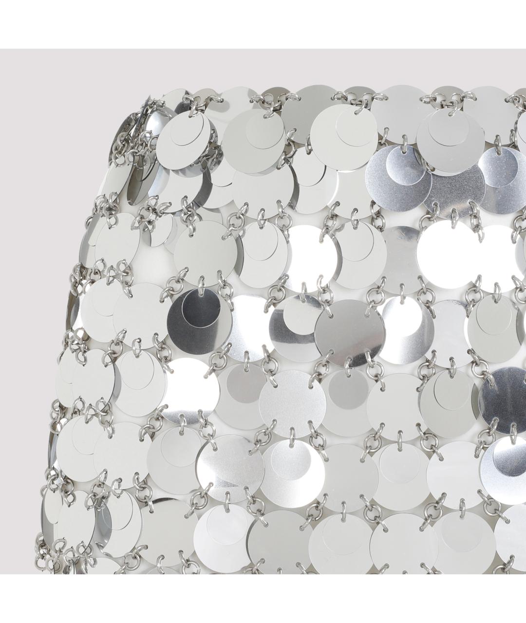 PACO RABANNE Серебряная полиэстеровая юбка мини, фото 6