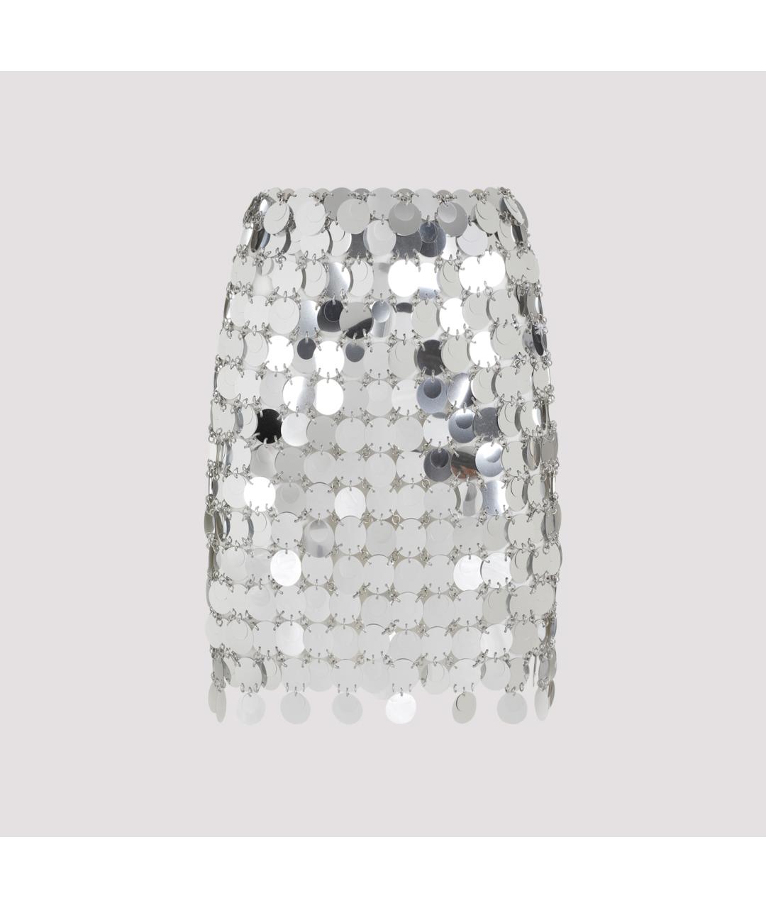 PACO RABANNE Серебряная полиэстеровая юбка мини, фото 2