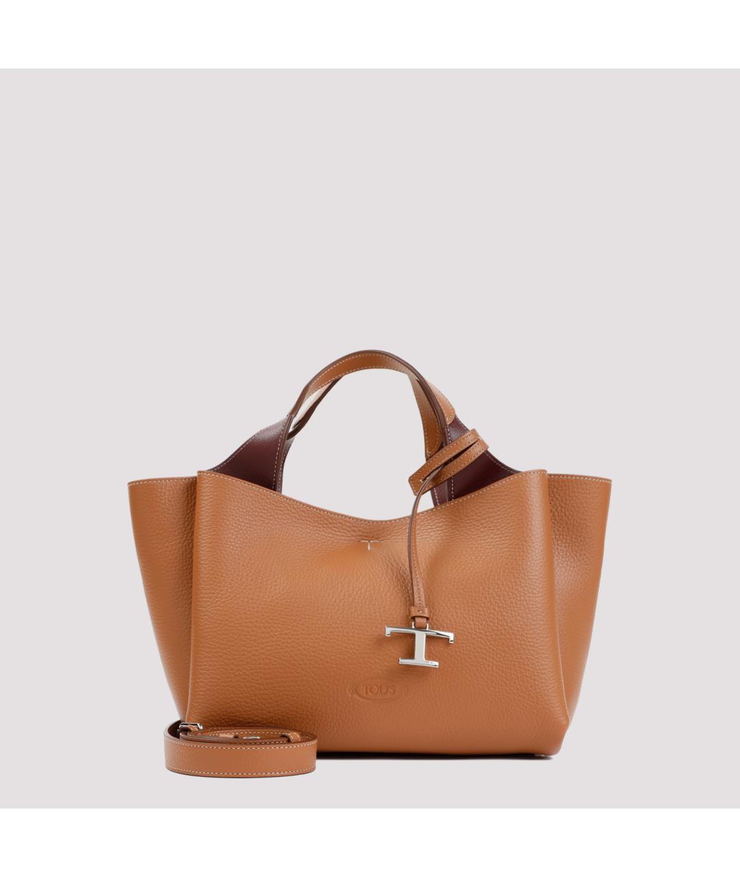 TOD'S Коричневая кожаная сумка тоут, фото 2