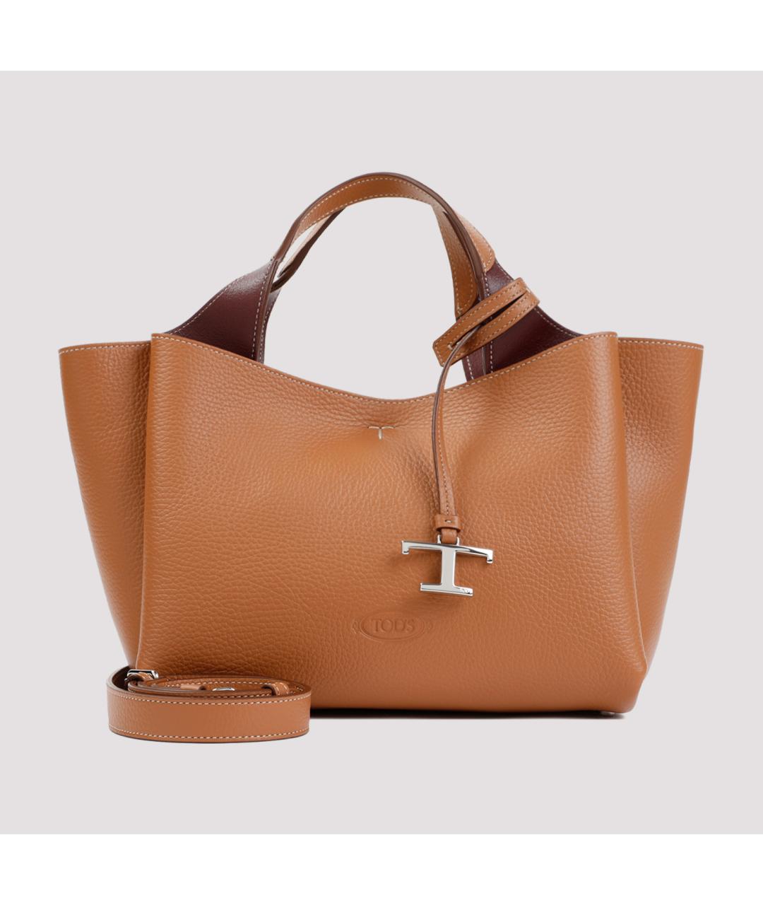 TOD'S Коричневая кожаная сумка тоут, фото 3