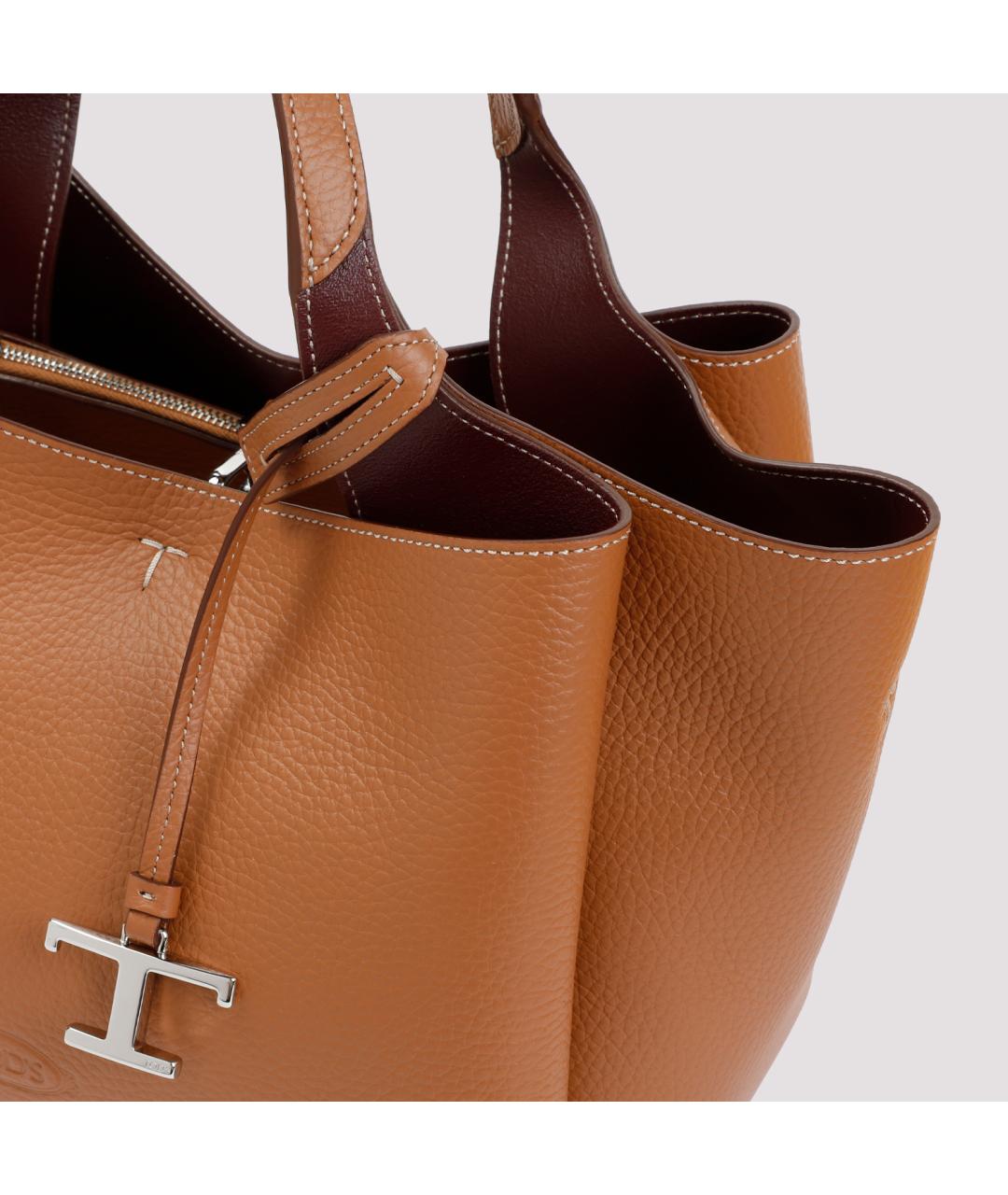 TOD'S Коричневая кожаная сумка тоут, фото 6