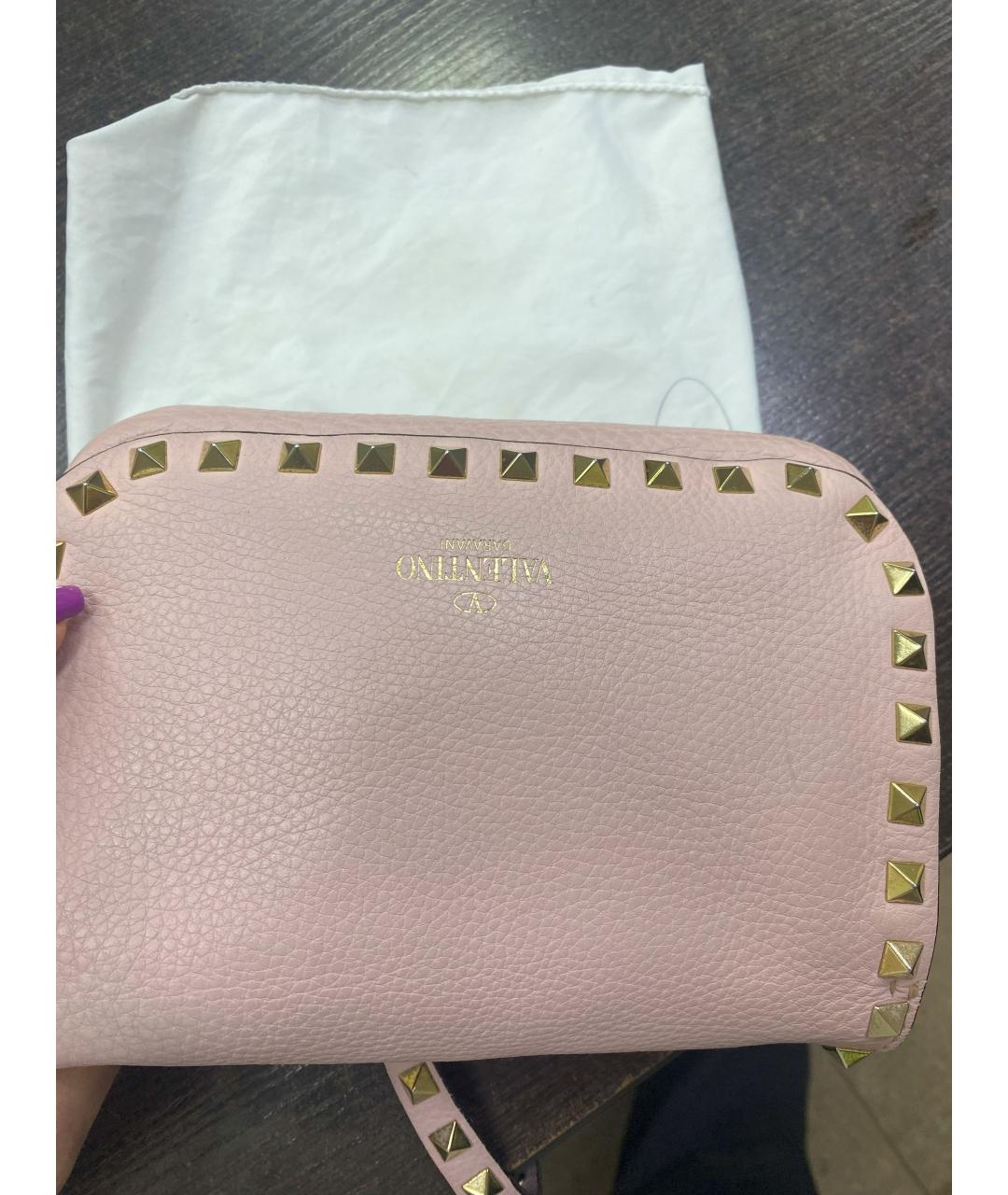 VALENTINO Розовая кожаная сумка через плечо, фото 5