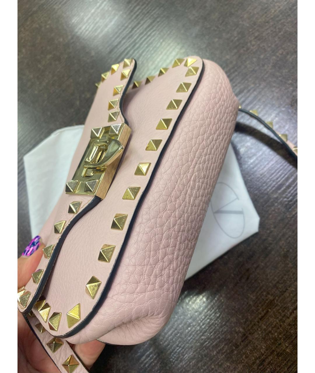 VALENTINO Розовая кожаная сумка через плечо, фото 3